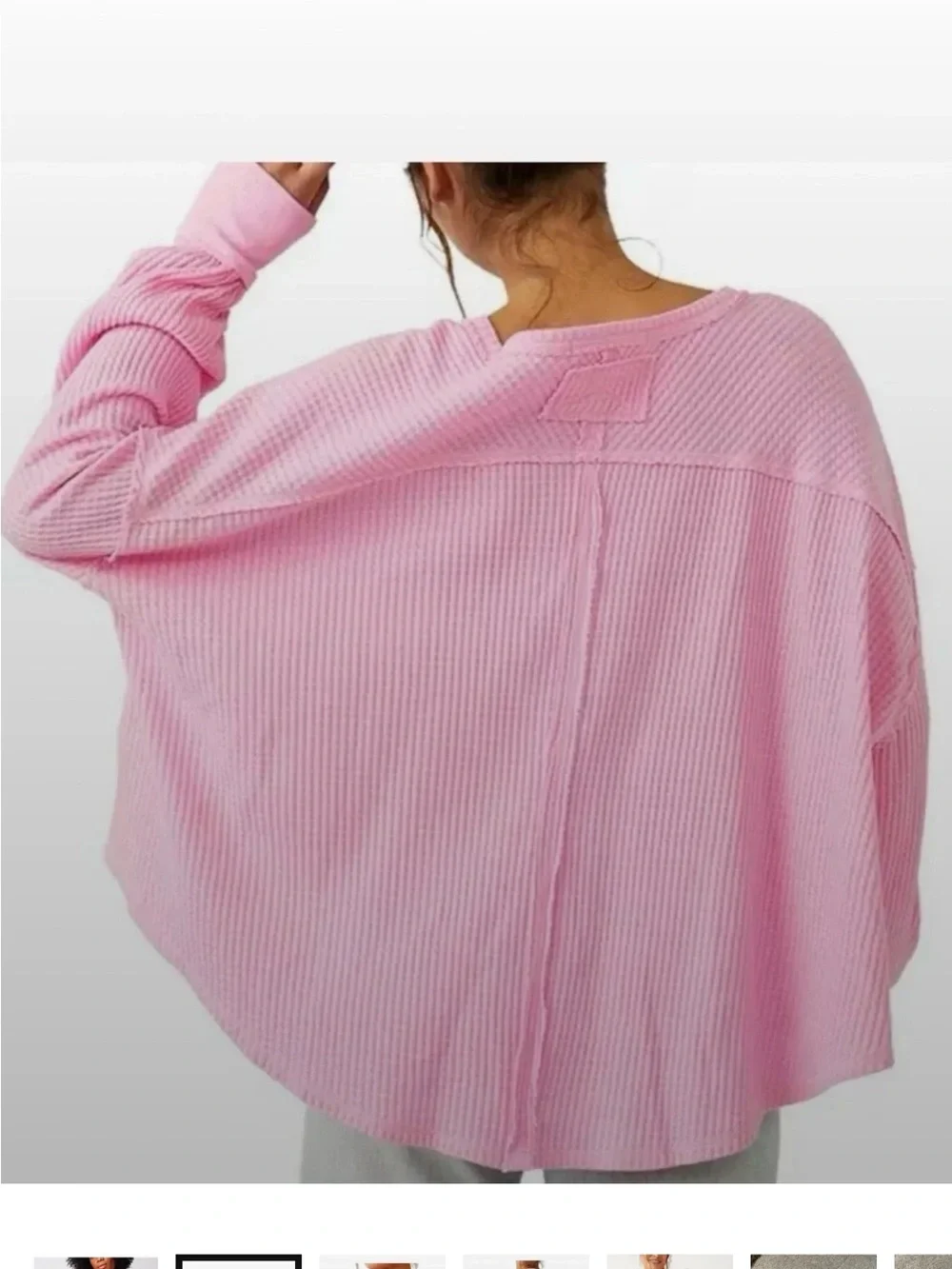 Free People We The Free Coraline Thermal Top Pink Waffle Knit Size XS